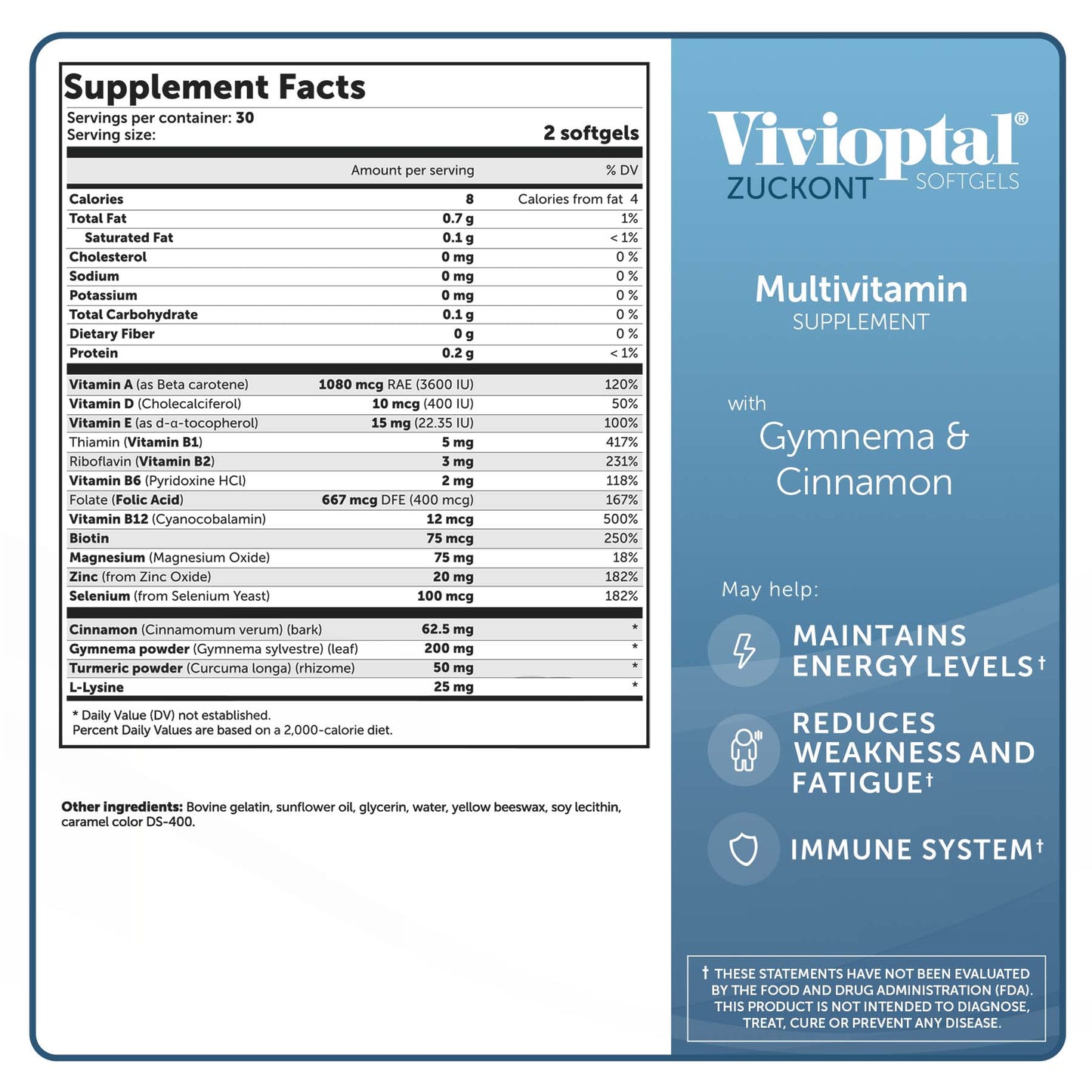 VIVIOPTAL ZUCKONT 60 SOFTGELS
